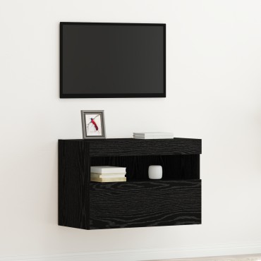 vidaXL Ντουλάπα Τοίχου για TV με Φωτιστικά LED Μαύρη Δρυς 60x30x40cm
