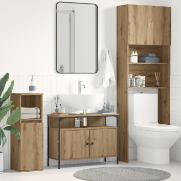 vidaXL Ντουλάπα μπάνιου σε χρώμα καρυδιά 80x30x60cm από τεχνητό ξύλο 1 τεμ.