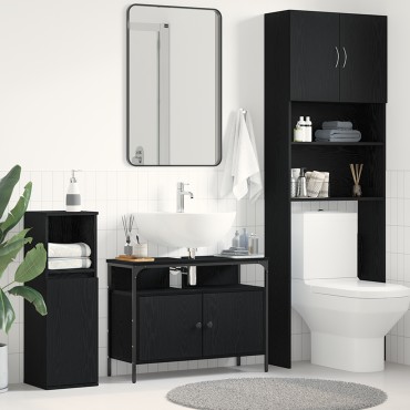 vidaXL Ντουλάπα Νιπτήρα Μαύρο Δρυς 80x30x60cm Κατασκευασμένο ξύλο 1 τεμ.