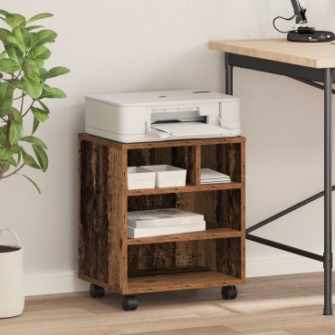 vidaXL Ράφι Εκτυπωτή με Ρόδες Παλιό Ξύλο 41x32x48 εκ