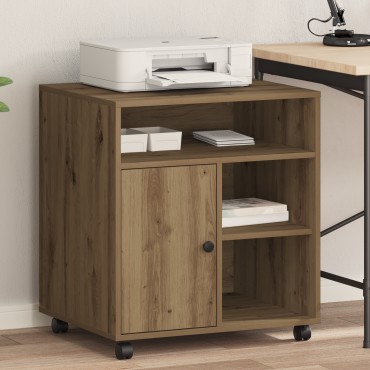 vidaXL Ράφι Εκτυπωτή με Ρόδες Artisan Oak 60x50x67 εκ