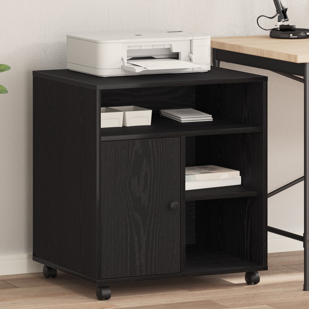 vidaXL Ράφι Εκτυπωτή με Ρόδες Μαύρο Δρυς 60x50x67 εκ.