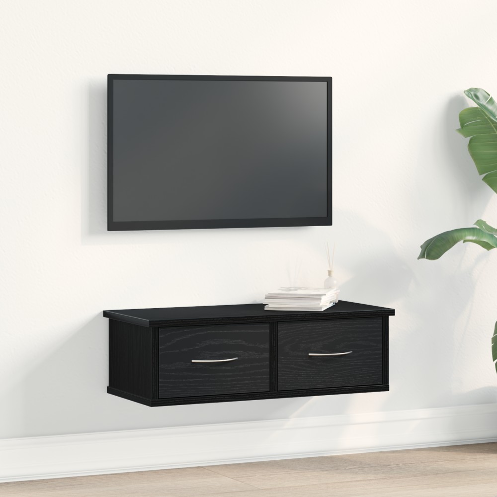 VidaXL Επιτοίχιο Ράφι Συρταριού Μαύρη Δρυς 60x26x18,5cm Επεξεργασμένο Ξύλο