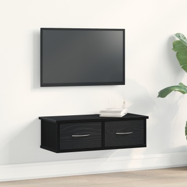 VidaXL Επιτοίχιο Ράφι Συρταριού Μαύρη Δρυς 60x26x18,5cm Επεξεργασμένο Ξύλο