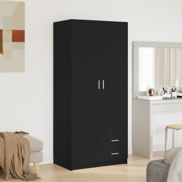 Ντουλάπα vidaXL Μαύρη Δρυς 80x52x180cm Επεξεργασμένο Ξύλο 1 τεμ.