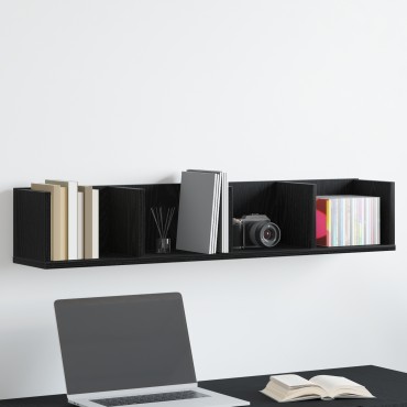 vidaXL Ράφι Τοίχου CD Μαύρος Δρυς 100x18x18cm Επεξεργασμένο Ξύλο 1 τεμ.