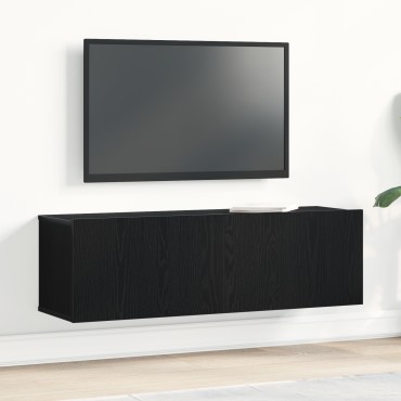 vidaXL Μαύρη Δρυς Τοίχου Τηλεοπτική Ντουλάπα 100x30x30cm Κατασκευασμένη από Συνθετικό Ξύλο