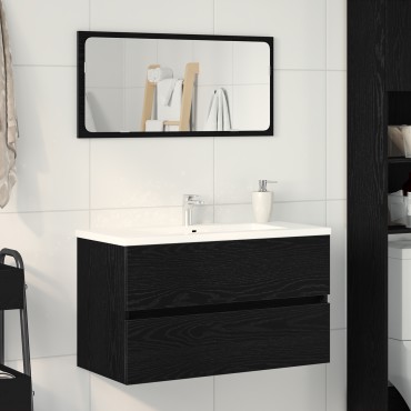 vidaXL Ντουλάπι Νεροχύτη Μαύρος Δρύς 80x38.5x45cm Επεξεργασμένο Ξύλο