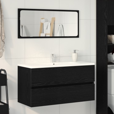 vidaXL Ντουλάπι Νιπτήρα Μαύρη Δρυς 90x38,5x45cm Επεξεργασμένο Ξύλο 1 τεμ.
