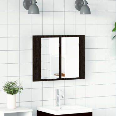 vidaXL LED Καθρέφτης Μπάνιου Ντουλάπας Μαύρο Δρυς 60x12x45cm Από Ξύλο