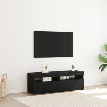 vidaXL Ντουλάπα τηλεόρασης με LED Μαύρη Δρύς 120x35x40cm Επεξεργασμένο ξύλο