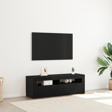 vidaXL Κομοδίνο με LED Μαύρη Δρύς 120x35x40cm Επεξεργασμένο Ξύλο