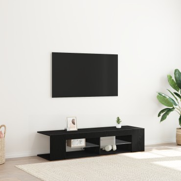 vidaXL Ντουλάπα τηλεόρασης με LED Φώτα Μαύρη Δρυς 135x39x30cm Επεξεργασμένο ξύλο