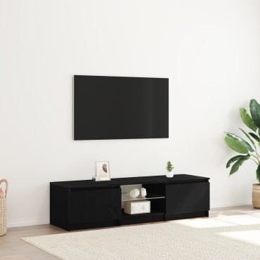vidaXL Ντουλάπα Τηλεόρασης με Φώτα LED Μαύρο Δρύς 140x40x35,5cm από επεξεργασμένο ξύλο