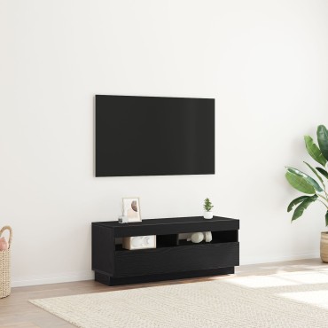 vidaXL Ντουλάπι τηλεόρασης με LED φώτα σε Μαύρο Δρυ 100x35x40cm από επεξεργασμένο ξύλο