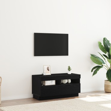 vidaXL Κονσόλα Τηλεόρασης με LED Φώτα Μαύρο Δρυς 80x35x40cm Ένα επεξεργασμένο ξύλο