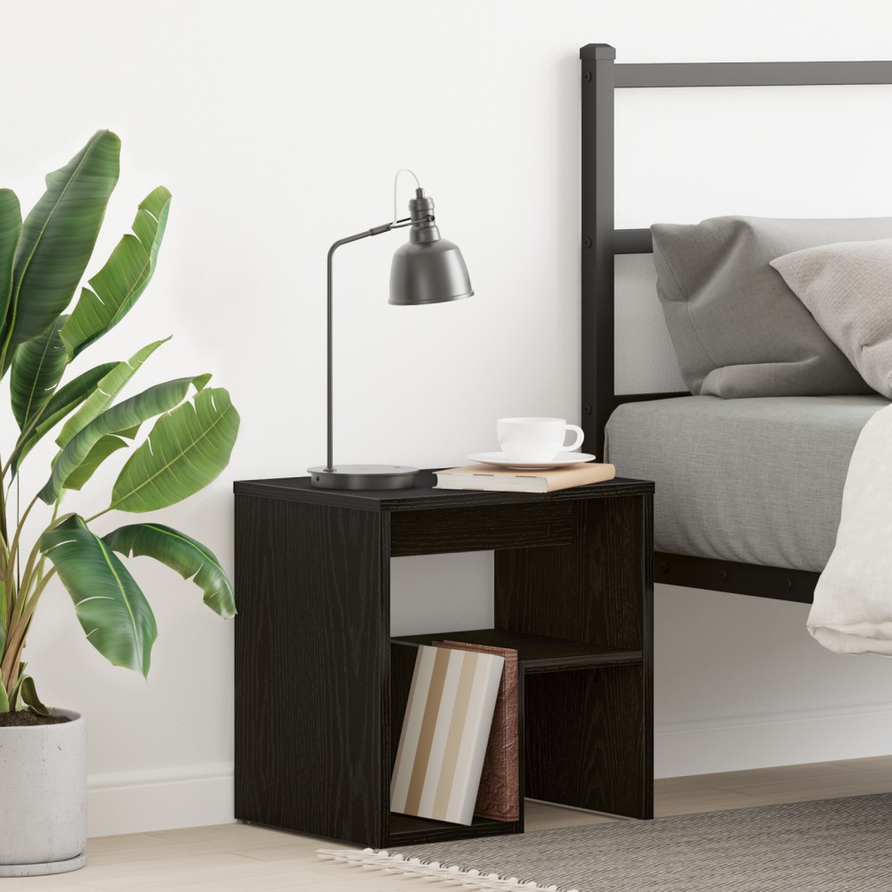 vidaXL Κομοδίνο Μαύρη Δρυς 40x30x40cm Συνθετικό Ξύλο 1 τεμ.