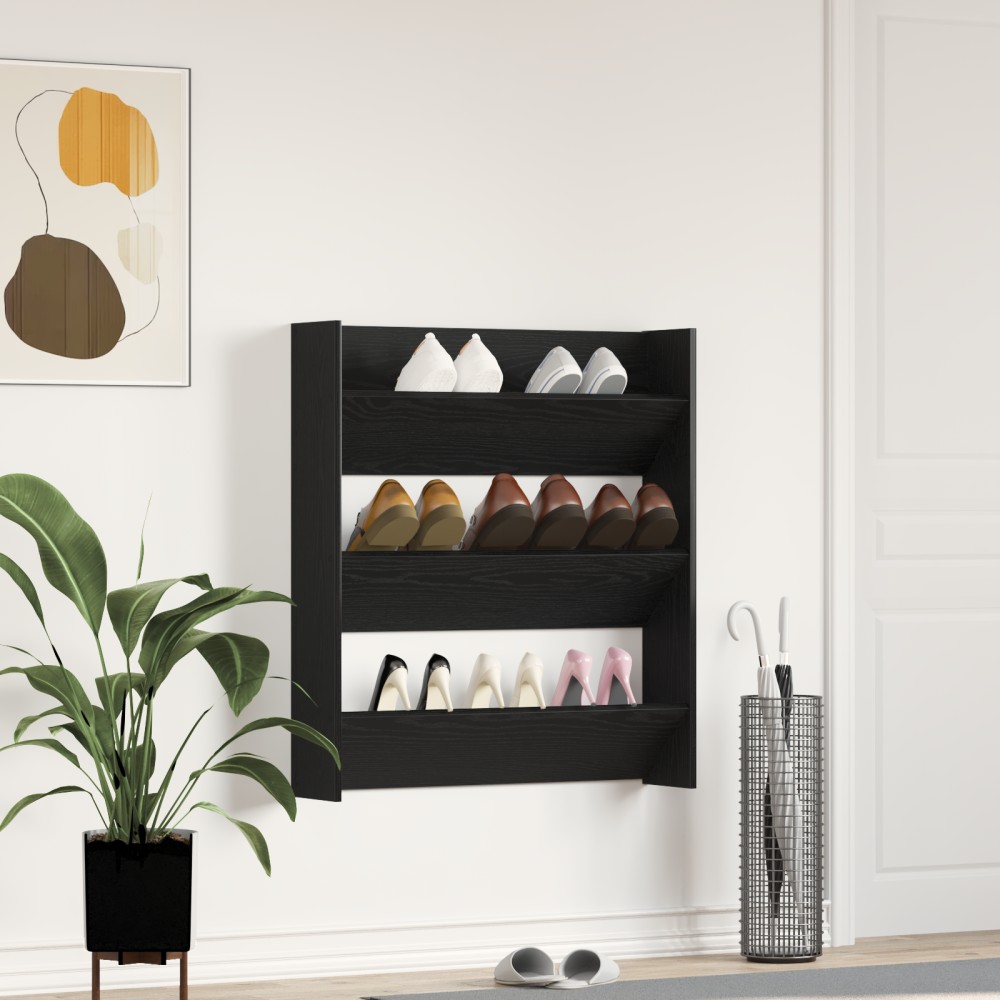 vidaXL Ντουλάπα Παπουτσιών Μαύρο Δρυς 80x18x90cm από Επεξεργασμένο Ξύλο