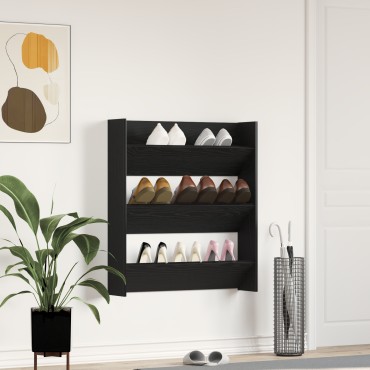 vidaXL Ντουλάπα Παπουτσιών Μαύρο Δρυς 80x18x90cm από Επεξεργασμένο Ξύλο