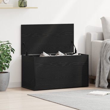 vidaXL Κουτί Αποθήκευσης Μαύρος Δρυς 84x42x46cm Ξύλο επεξεργασμένο 1 τεμ.