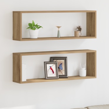 VidaXL Ράφια 2 τεμ. από Δρυς 80x15x26cm Επεξεργασμένο Ξύλο