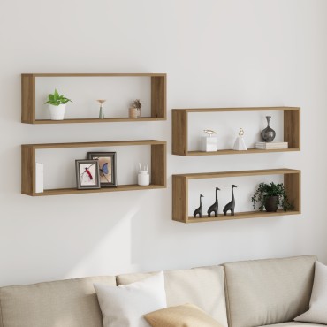 vidaXL Ράφια τοίχου 4 τεμ. Καλλιτεχνικής Δρυός 80x15x26cm Επεξεργασμένο ξύλο