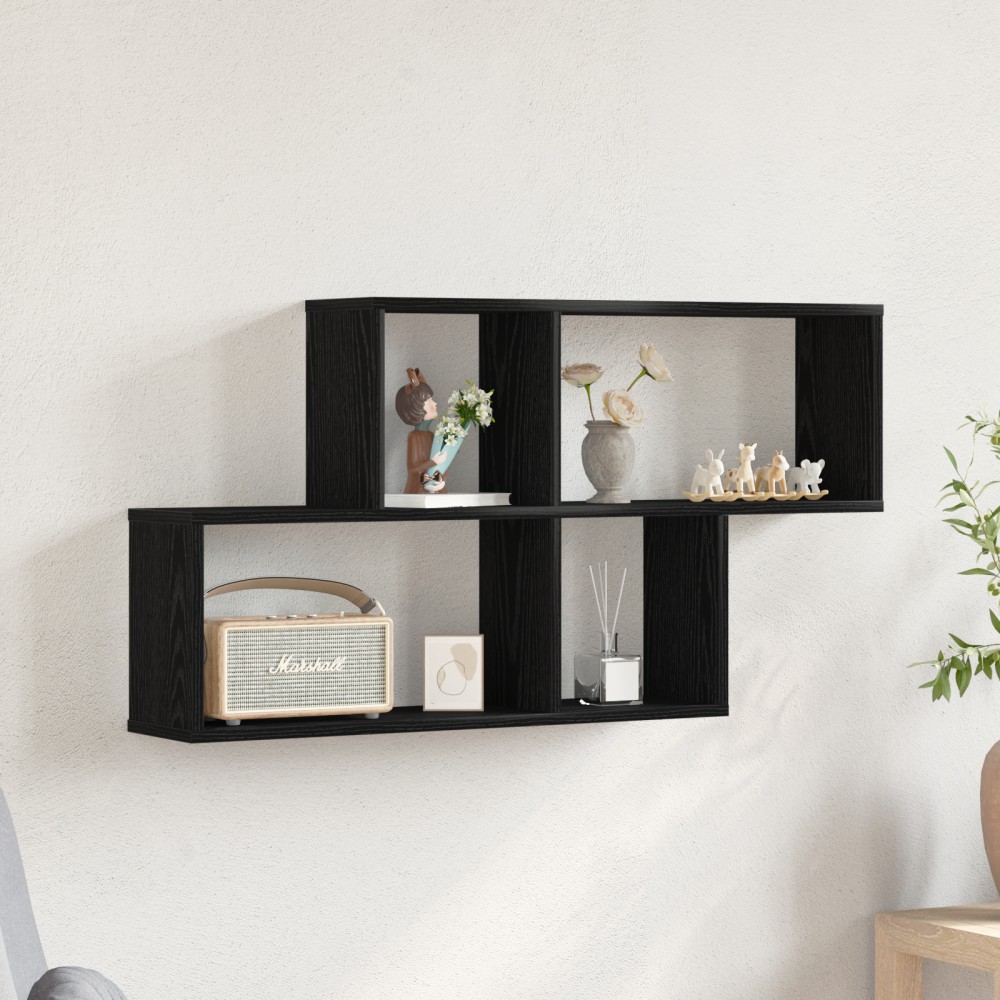 vidaXL Ράφι Τοίχου Επιτοίχιο Μαύρη Οξυά 76x15x53 εκ 1 τεμ.