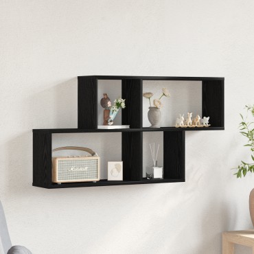 vidaXL Ράφι Τοίχου Επιτοίχιο Μαύρη Οξυά 76x15x53 εκ 1 τεμ.