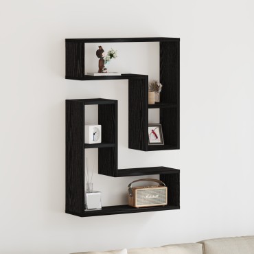 vidaXL Ράφια 2 τεμ. Μαύρη Δρυς 50x15x85cm Φτιαγμένο από Ξύλο