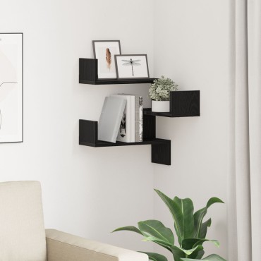 Ράφι Γωνίας vidaXL Μαύρο Δρυς 40x40x49,5cm Ξύλο επεξεργασμένο