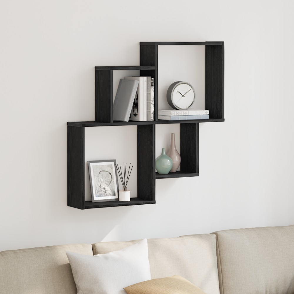 vidaXL Ντουλάπα Τοίχου Μαύρο Δρυς 80x15x78,5cm Από Επεξεργασμένο Ξύλο