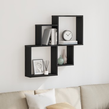 vidaXL Ντουλάπα Τοίχου Μαύρο Δρυς 80x15x78,5cm Από Επεξεργασμένο Ξύλο