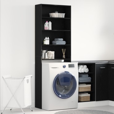 vidaXL Ντουλάπα Πλυντηρίου Μαύρη Βελανιδιά 64x24x190 εκ Επεξεργασμένο Ξύλο