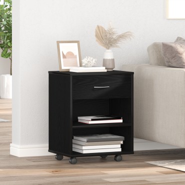 vidaXL Κυλιόμενος Ντουλάπι Μαύρη Δρυς 46x36x59cm Επεξεργασμένο Ξύλο