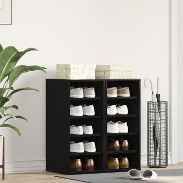 vidaXL Ντουλάπα Παπουτσιών 2 τεμ Μαύρη Δρυς 32x35x70cm Επεξεργασμένο Ξύλο