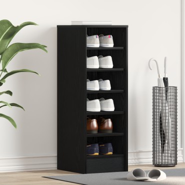 vidaXL Παπουτσοθήκη Μαύρη Δρυς 31,5x35x90cm Κατασκευασμένη από Ξύλο