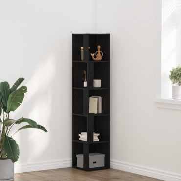 vidaXL Γωνιακή Ντουλάπα Μαύρη Δρυ 33x33x164,5cm Ξύλο Επεξεργασμένο