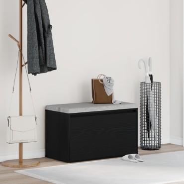 vidaXL Παγκάκι Εισόδου Μαύρο Δρυς 80x40x45cm Ξύλο Επεξεργασμένο 1 τεμ.
