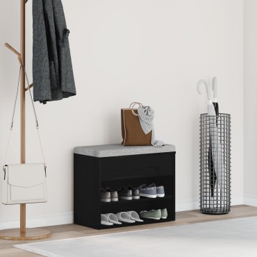 vidaXL Παγκάκι Χαλού Μαύρο Οξιά 60x30x45cm Επεξεργασμένο Ξύλο