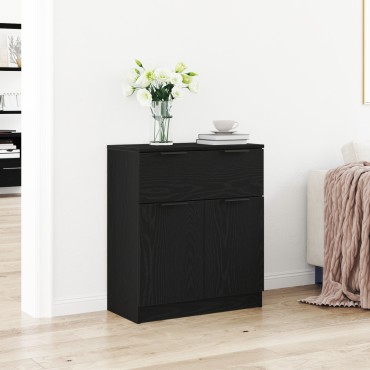 vidaXL Μαύρο Οξιά Κονσόλα 60x30x70cm Επεξεργασμένο Ξύλο 1 τεμ.