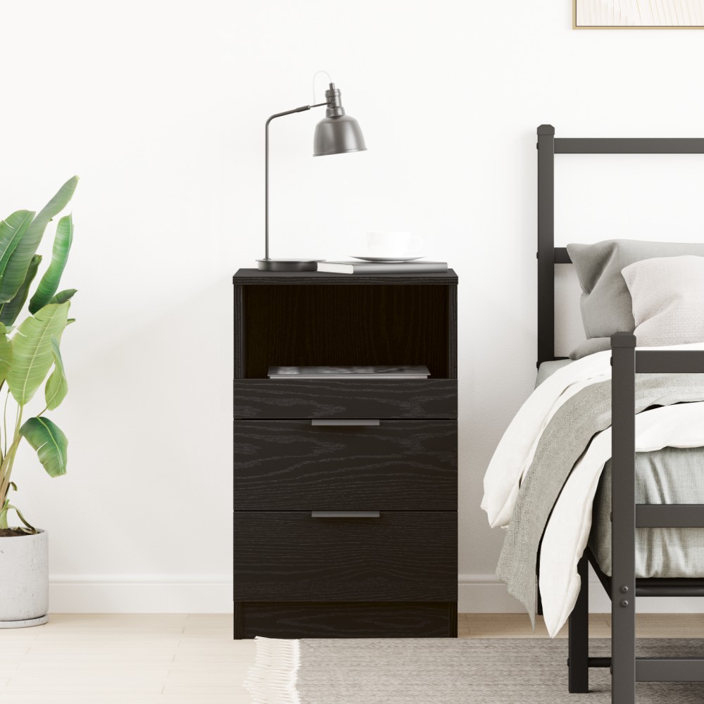 vidaXL Κομοδίνο Μαύρη Οξυά 40x35x65cm Επεξεργασμένο Ξύλο 1 τεμ.