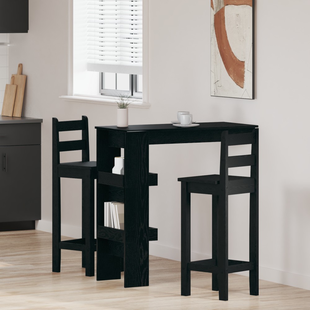 vidaXL Τραπέζι Μπαρ Τοίχου - Μαύρη Δρύς - 102x55x103.5cm - Φτιαγμένο από Επεξεργασμένο Ξύλο 1 τεμ.