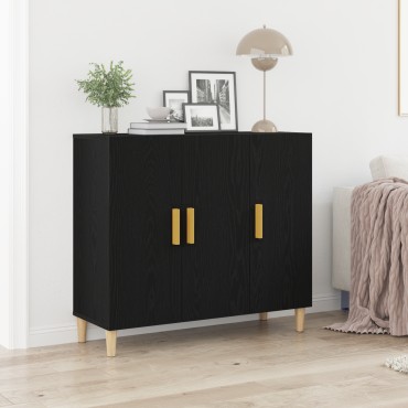 vidaXL Μπουφές Μαύρος Δρυς 90x34x80cm Επεξεργασμένο Ξύλο 1 τεμ.