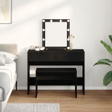 vidaXL Καρέκλα Ντύσιμου Μαύρη Δρυ 70x35x45cm MDF 1 τεμ.