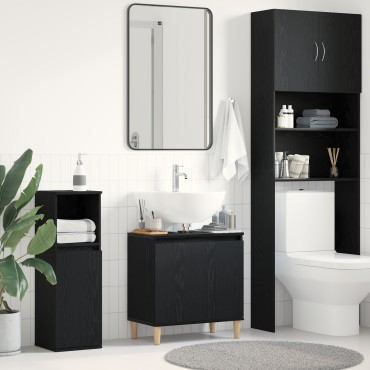 vidaXL Ντουλάπι Νιπτήρα Μαύρο Δρυς 58x33x60cm Επεξεργασμένο Ξύλο 1 τεμ.