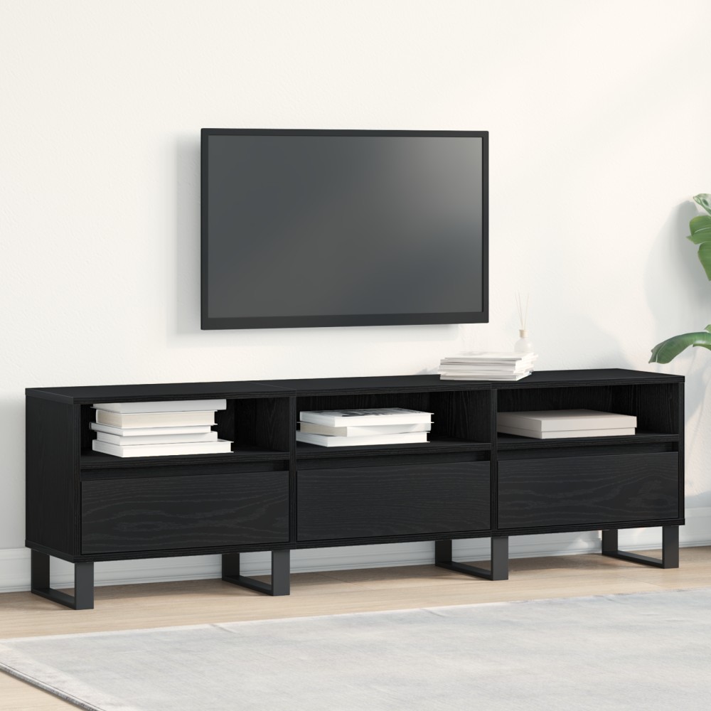 vidaXL Τηλεοπτική Βάση Μαύρη Ξυλεία 150x30x44,5cm Επεξεργασμένο Ξύλο