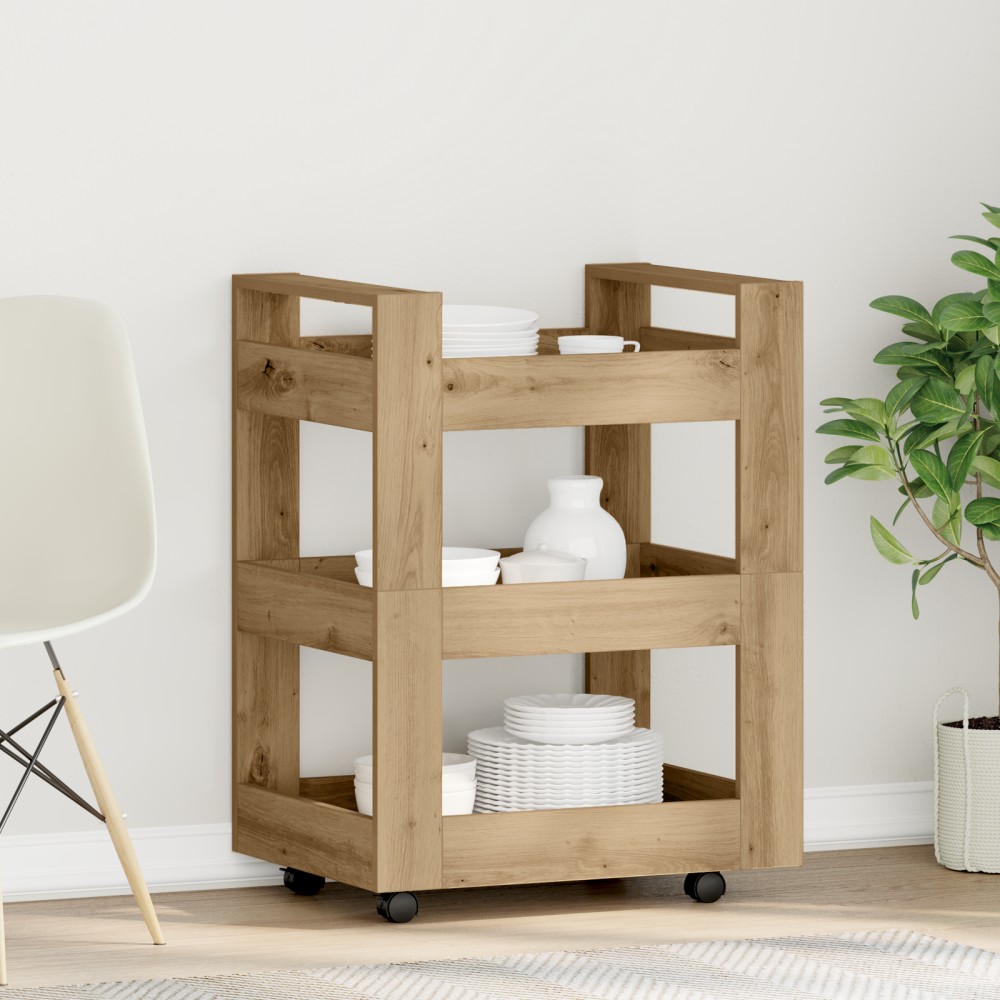 vidaXL Καρότσι Κουζίνας Artisan Oak 60x45x80cm Επεξεργασμένο Ξύλο 1 τεμ.