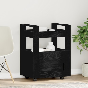 vidaXL Κουζίνα Τροχαλία Μαύρη Βελανιδιά 60x45x80cm Επεξεργασμένο Ξύλο