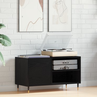 vidaXL Ντουλάπα Δισκογραφίας Μαύρο Δρυς 84,5x38x48cm Επεξεργασμένο Ξύλο