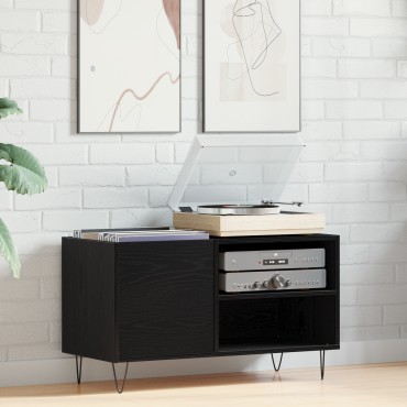 vidaXL Ντουλάπι Δίσκων Μαύρο Δρυς 84,5x38x48cm Επεξεργασμένο Ξύλο 1 τεμ.